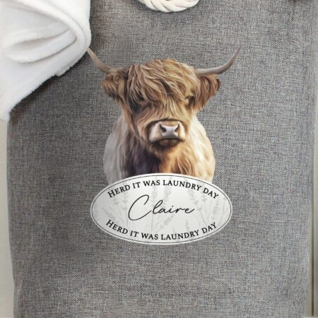 Personalised highland cow laundry bag