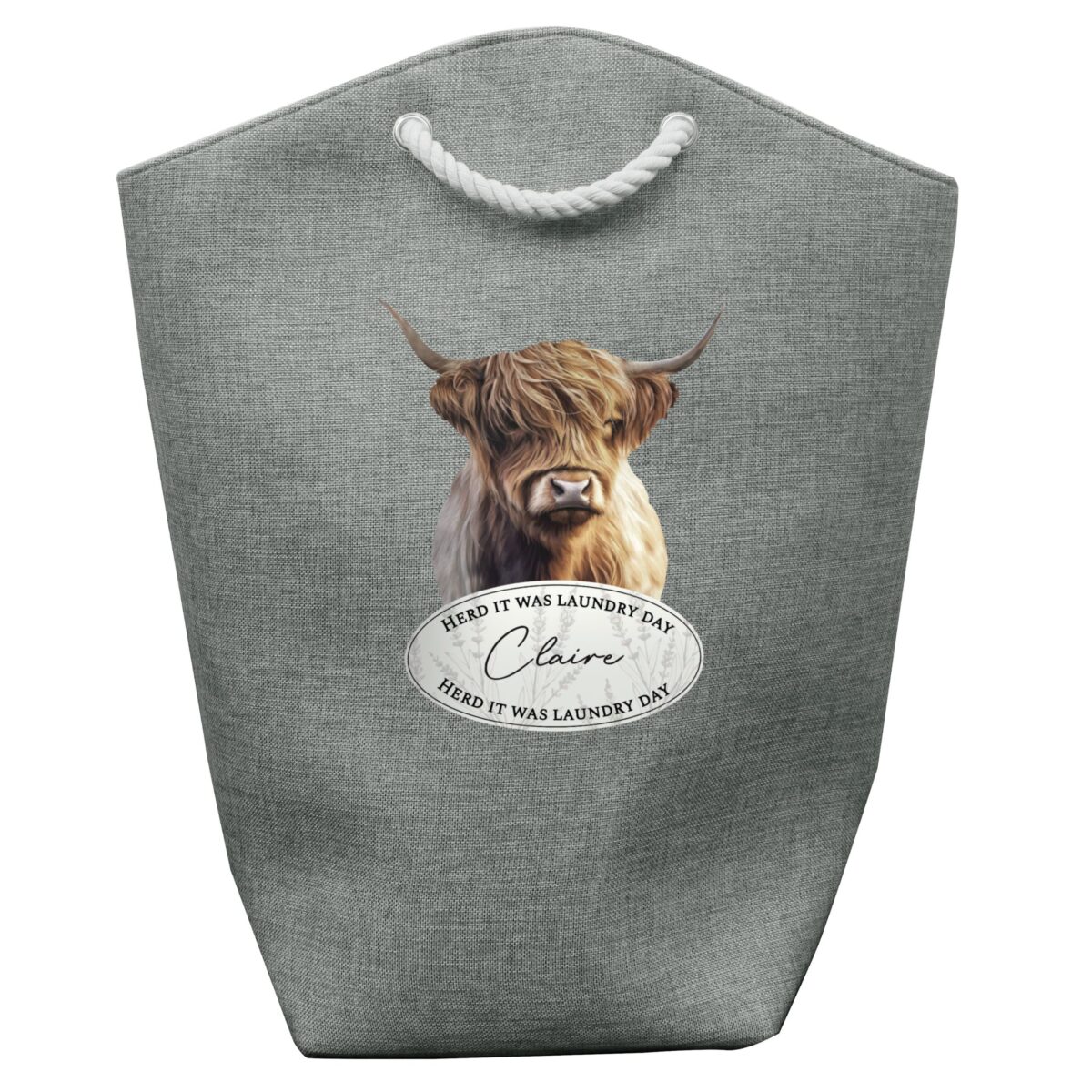 Personalised highland cow laundry bag
