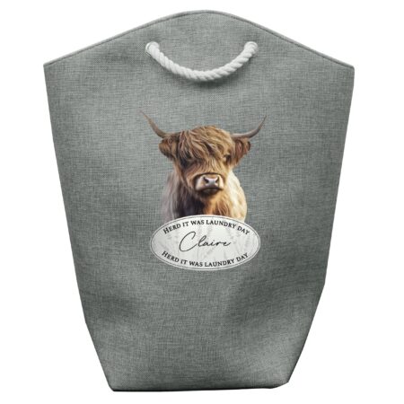 Personalised highland cow laundry bag