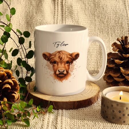 Personalised Highland Cow Mug - Boy: 3 - Mugs By Gift Moments