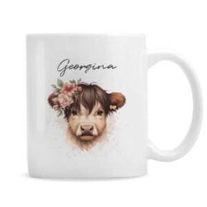 Personalised Highland Cow Mug - Girl: 5 - Mugs By Gift Moments