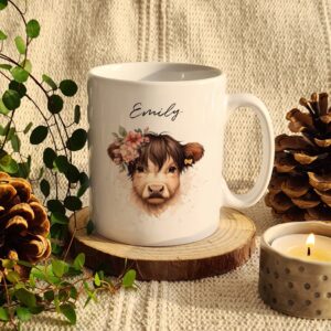 Personalised Highland Cow Mug - Girl: 2 - Mugs By Gift Moments