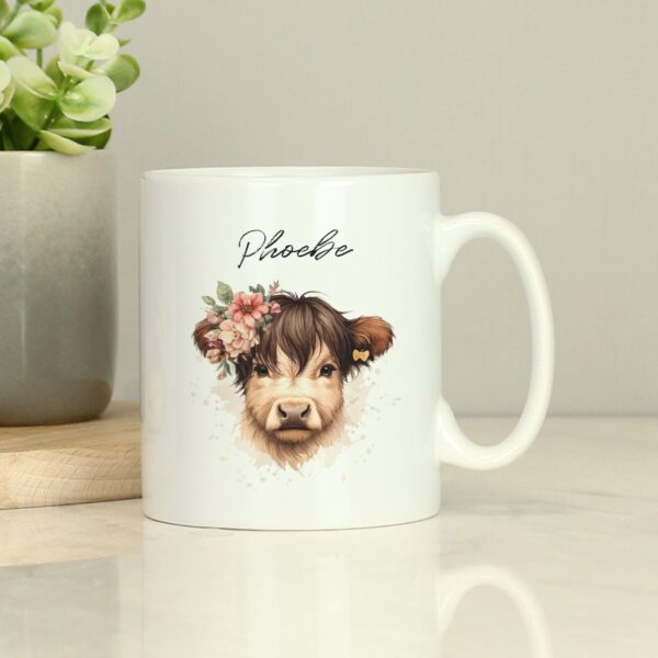 Personalised Highland Cow Mug - Girl: 1 - Mugs By Gift Moments