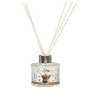 Personalised Highland Cow Reed Diffuser: 5 - Reed Diffusers By Gift Moments