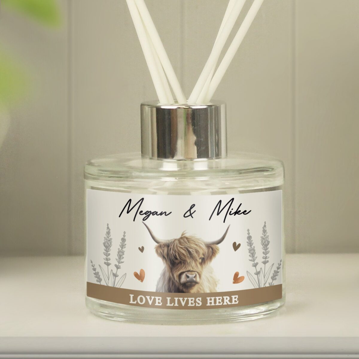 Personalised Highland Cow Reed Diffuser: 4 - Reed Diffusers By Gift Moments