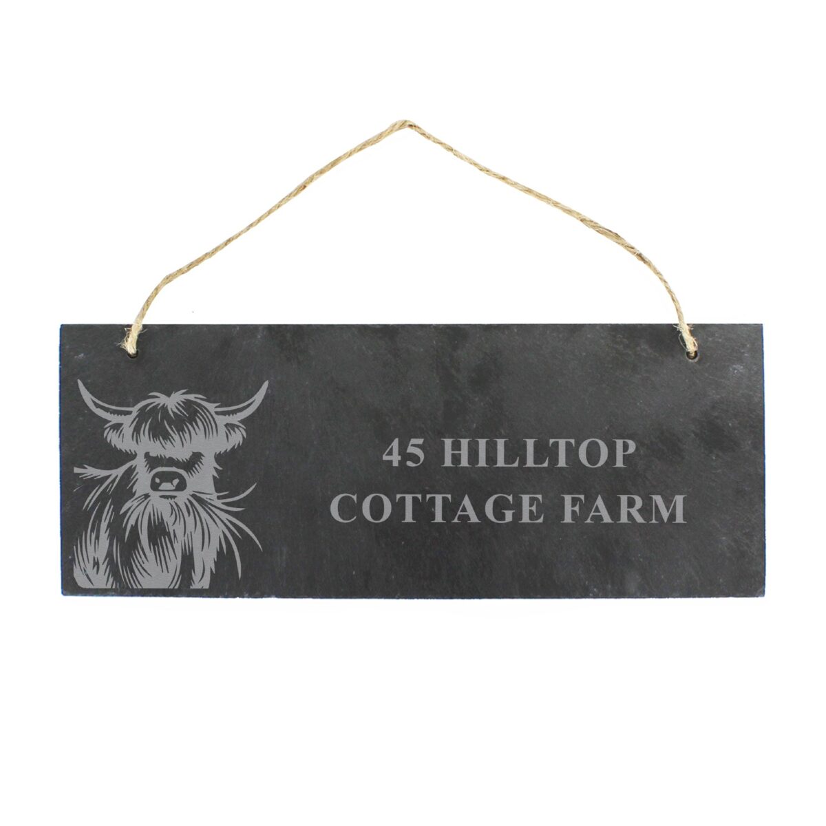 Personalised highland cow slate sign
