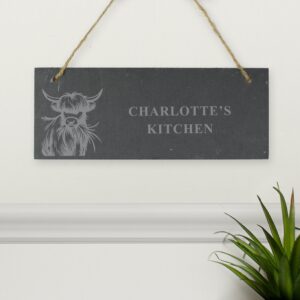 Personalised Highland Cow Slate Sign: 5 - Signs & Plaques By Gift Moments