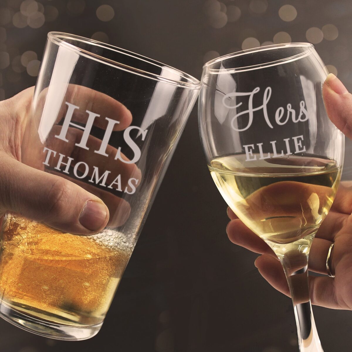Personalised His & Her Pint and Wine Glass Set: 1 - Wine Glasses By Gift Moments
