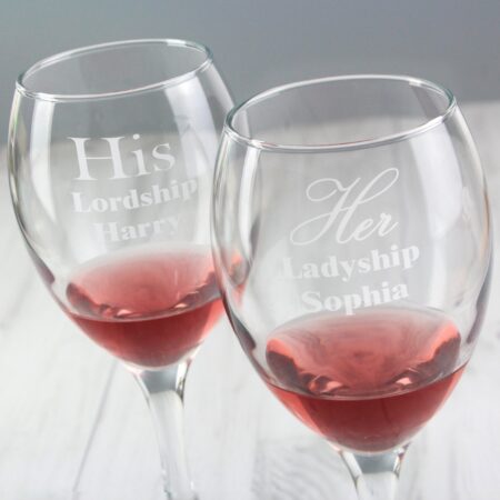 Personalised His & Her Wine Glass Set: 2 - Wine Glasses By Gift Moments