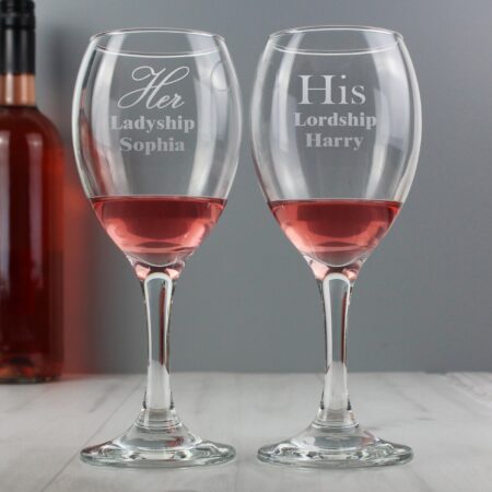 Personalised His & Her Wine Glass Set: 4 - Wine Glasses By Gift Moments