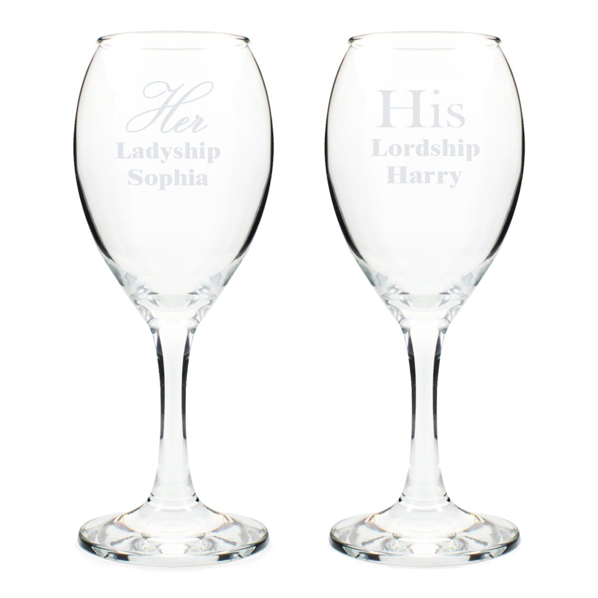 Personalised His & Her Wine Glass Set: 5 - Wine Glasses By Gift Moments