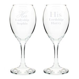 Personalised His & Her Wine Glass Set: 5 - Wine Glasses By Gift Moments