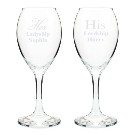 Personalised His & Her Wine Glass Set: 5 - Wine Glasses By Gift Moments