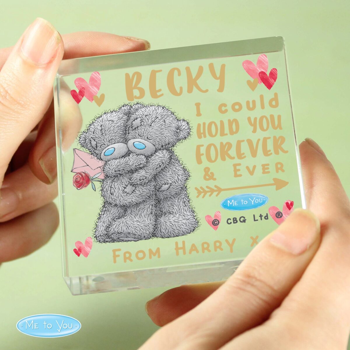 Personalised Me To You Hold You Forever Crystal Token: 3 - Crystal Tokens