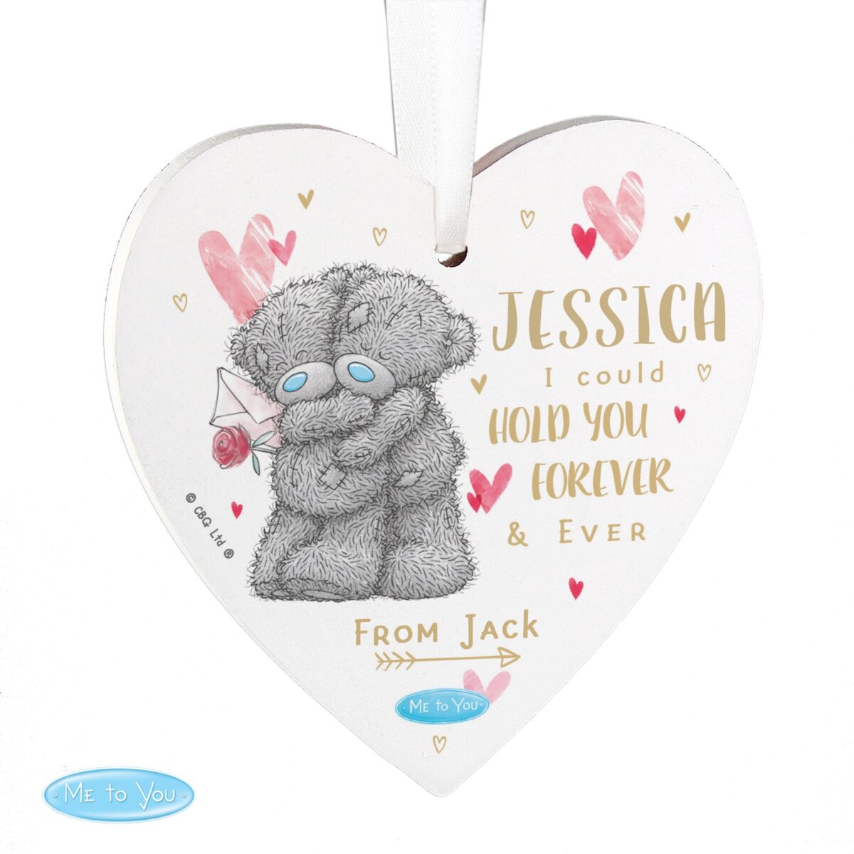 Personalised Me To You Hold You Forever Wooden Heart Decoration: 3 - Decorations