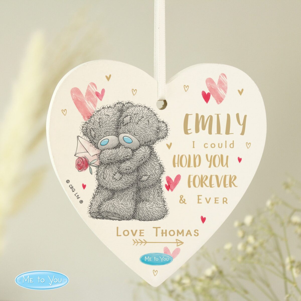 Personalised Me To You Hold You Forever Wooden Heart Decoration: 2 - Decorations