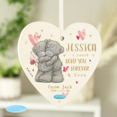Personalised Me To You Hold You Forever Wooden Heart Decoration: 1 - Decorations