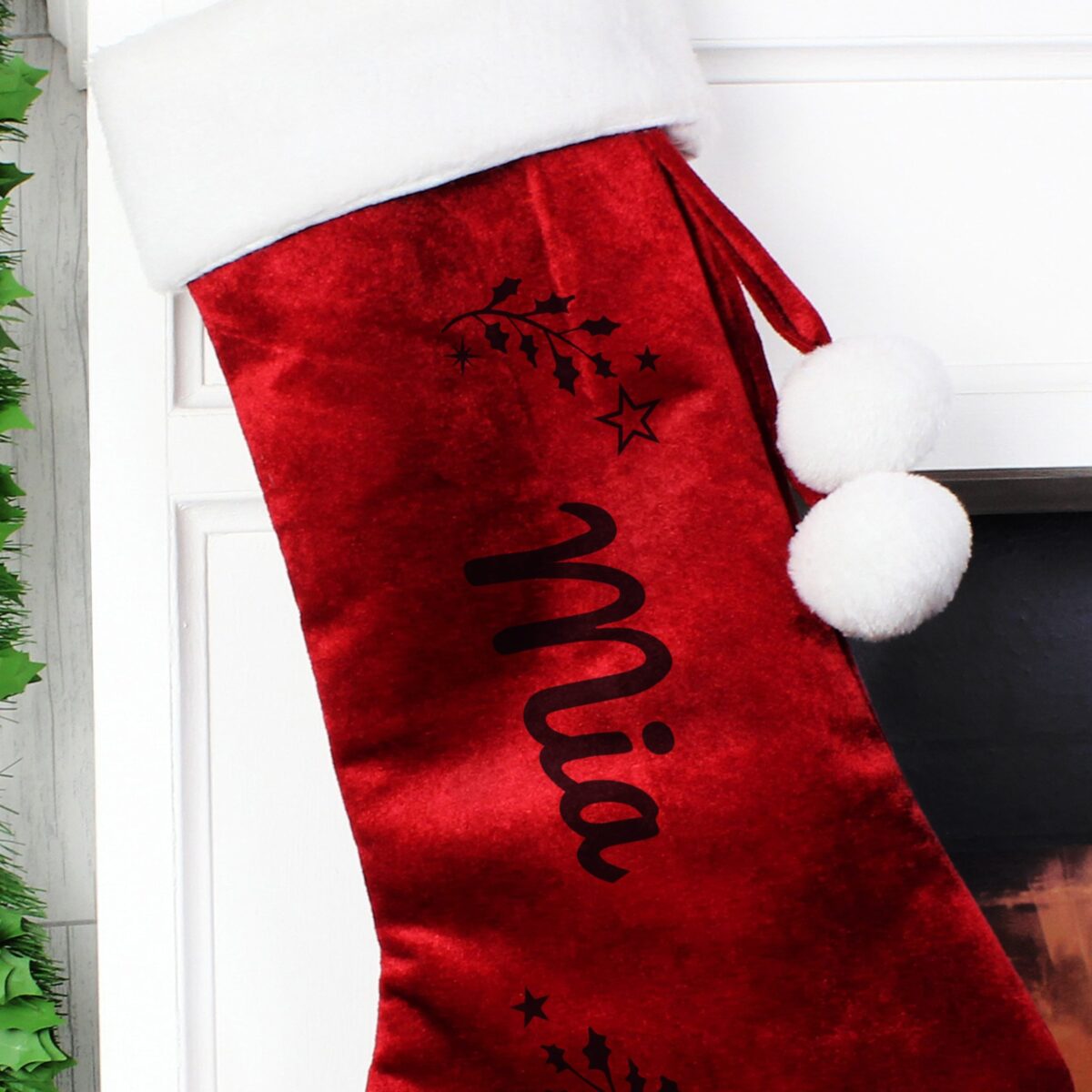 Personalised Holly Red Christmas Stocking: 3 - Christmas Stockings By Gift Moments