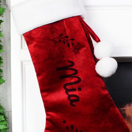 Personalised Holly Red Christmas Stocking: 3 - Christmas Stockings By Gift Moments