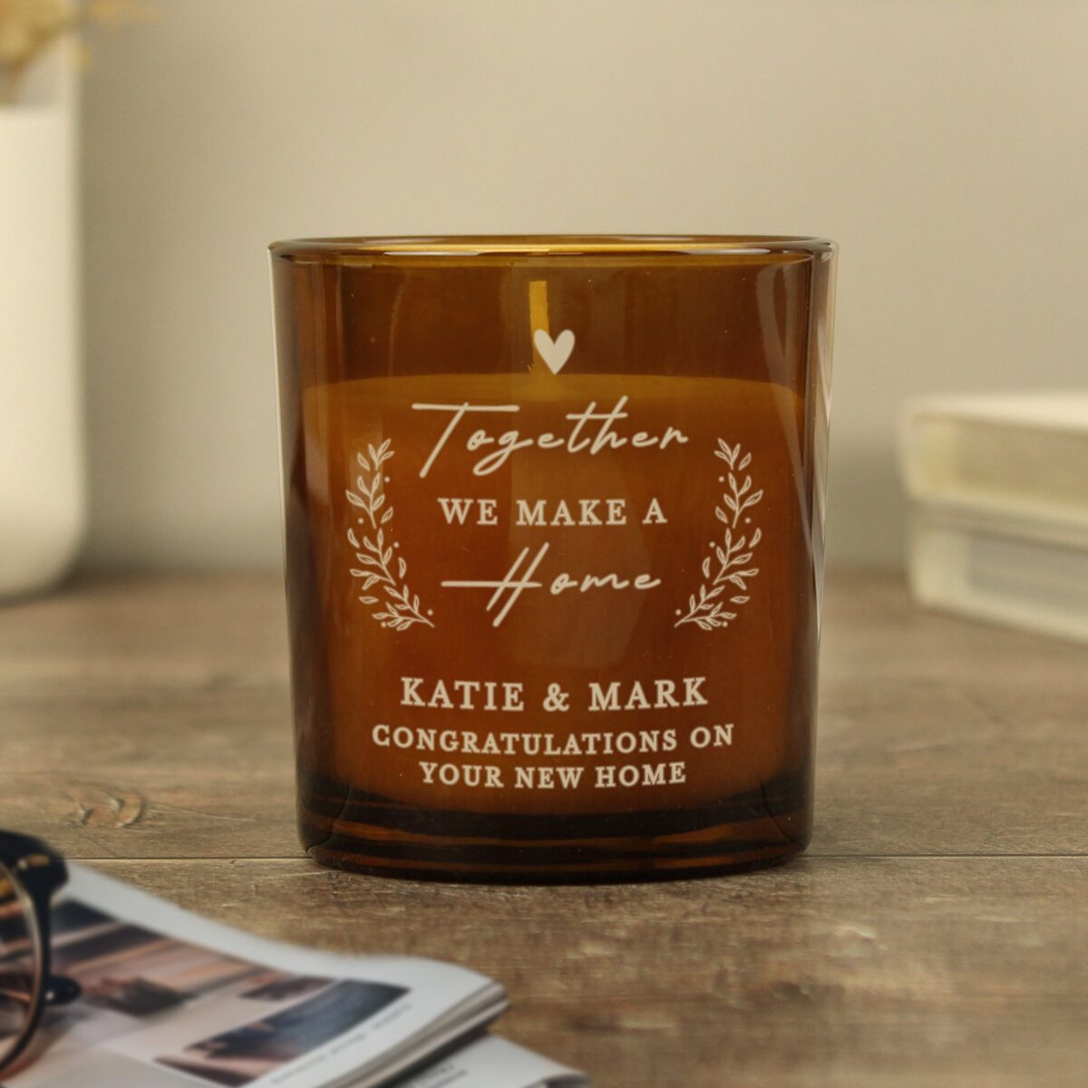 Personalised Home Amber Glass Candle: 3 - Candles By Gift Moments