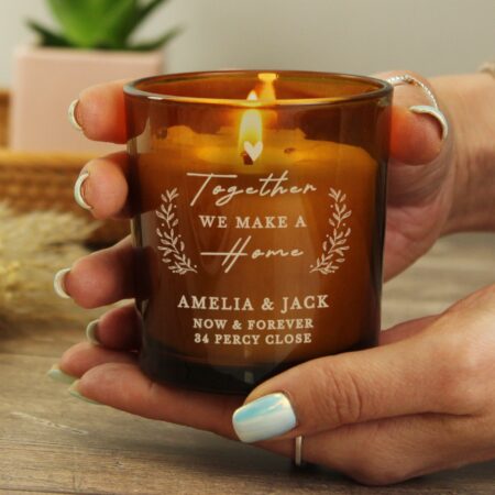 Personalised Home Amber Glass Candle: 4 - Candles By Gift Moments