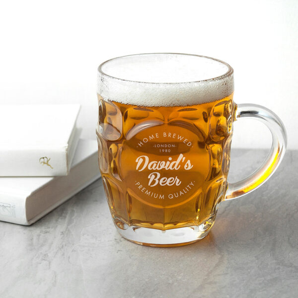 Personalised Home Brewed Dimpled Beer Glass: 2 - Beer Glasses By Gift Moments