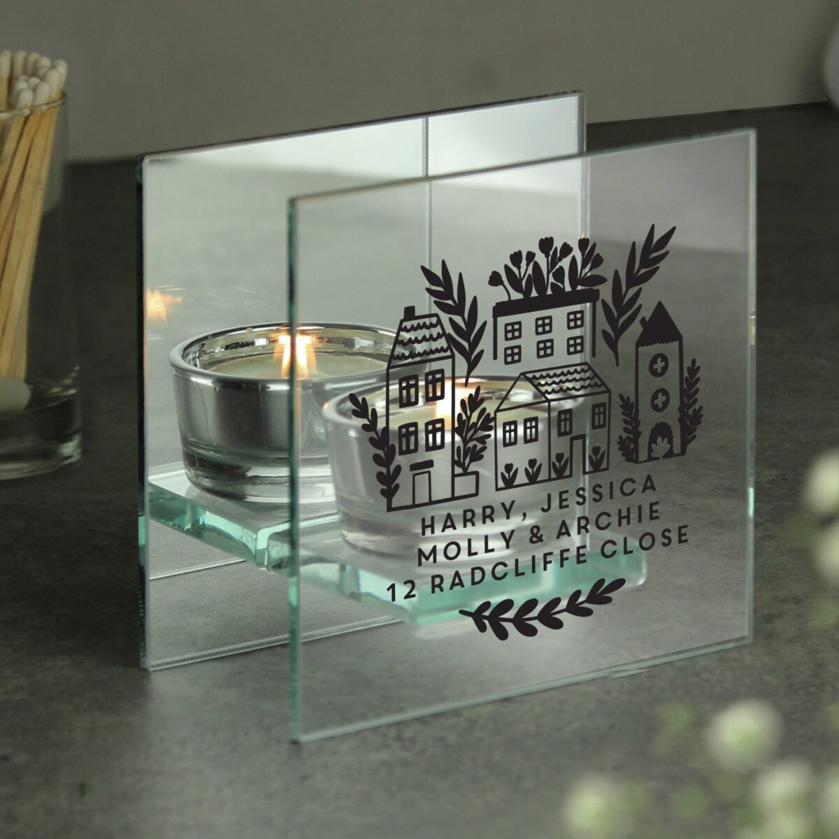 Personalised Home Glass Tealight: 6 - Candle Holders By Gift Moments