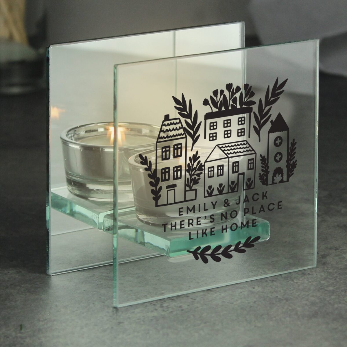 Personalised Home Glass Tealight: 3 - Candle Holders By Gift Moments