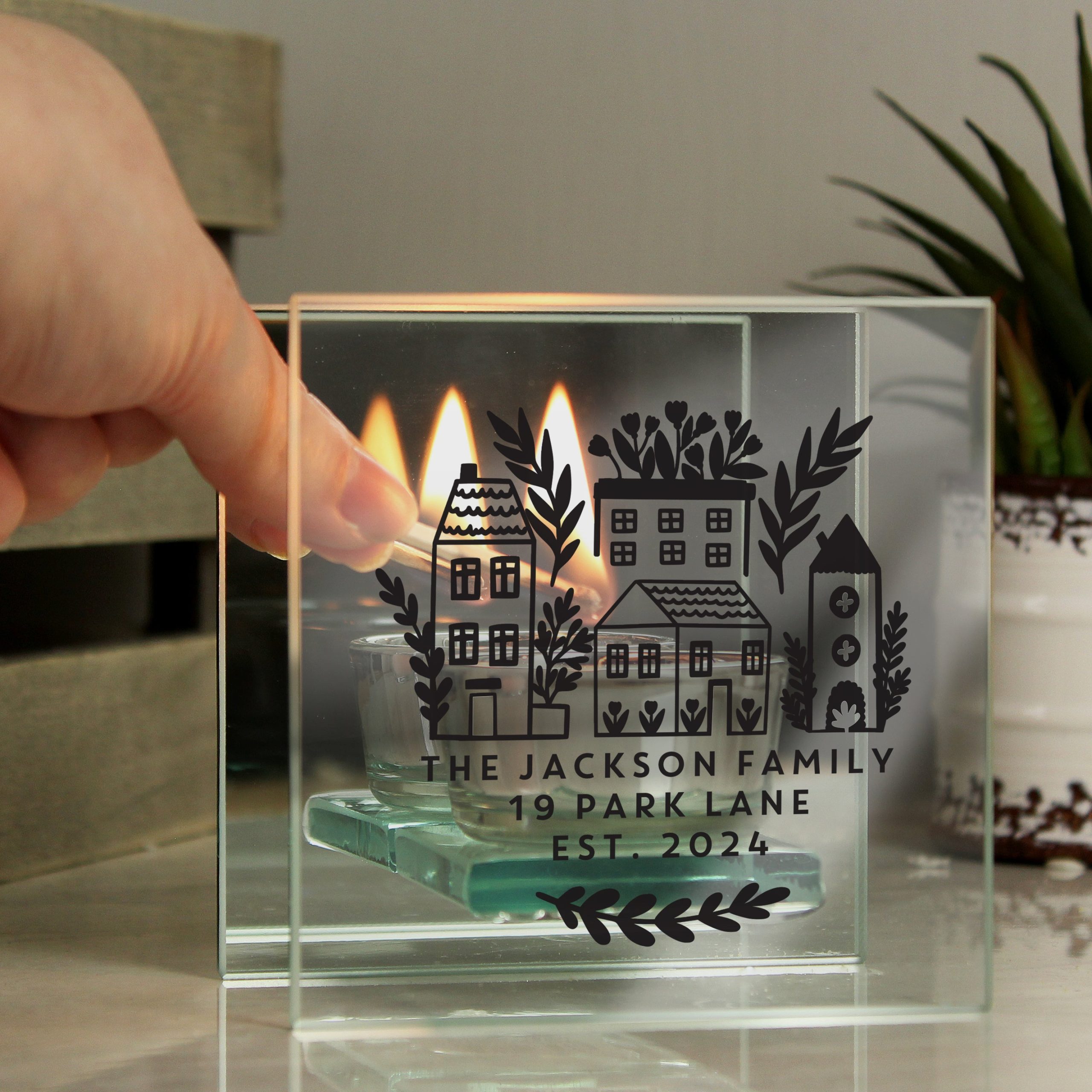 Personalised Home Glass Tealight: 1 - Candle Holders By Gift Moments