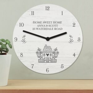 Personalised HOME Shabby Chic Wooden Clock: 4 - Clocks By Gift Moments