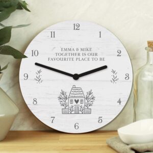 Personalised HOME Shabby Chic Wooden Clock: 5 - Clocks By Gift Moments