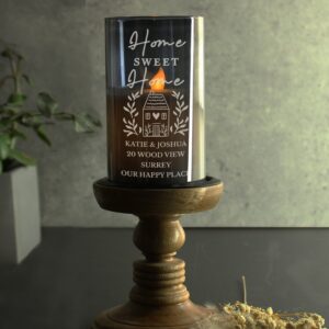 Personalised HOME Smoked Glass LED Candle: 3 - LED Lighting By Gift Moments