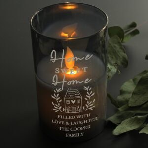 Personalised HOME Smoked Glass LED Candle: 2 - LED Lighting By Gift Moments