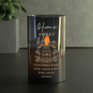 Personalised HOME Smoked Glass LED Candle: 4 - LED Lighting By Gift Moments