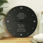 Personalised Home Sweet Home Slate Clock: 1 - Clocks By Gift Moments