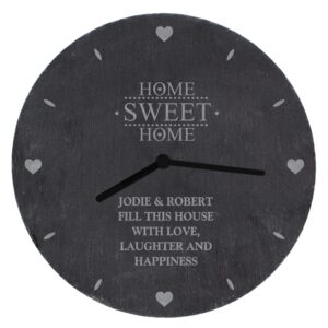 Personalised Home Sweet Home Slate Clock: 5 - Clocks By Gift Moments