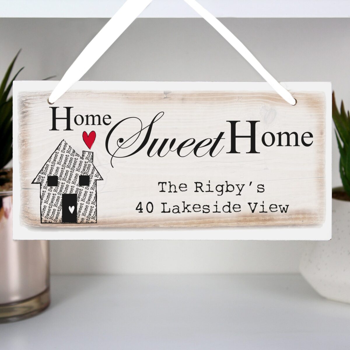 Personalised home sweet wooden sign