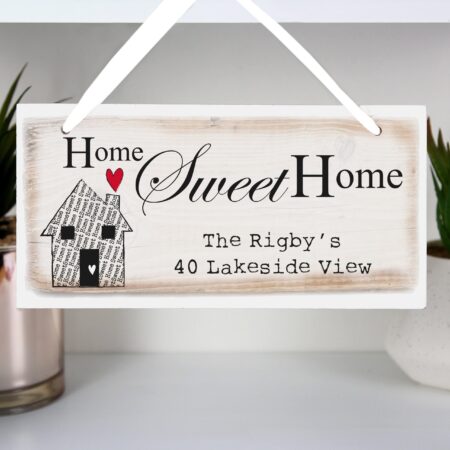 Personalised home sweet wooden sign