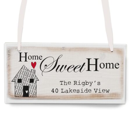 Personalised home sweet wooden sign