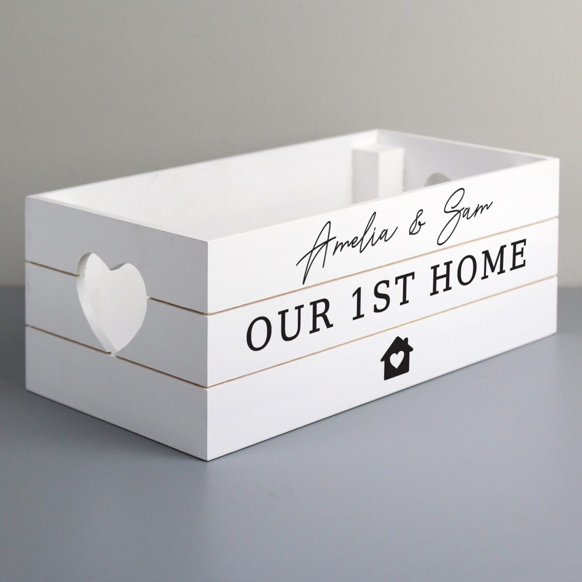 Personalised home white wooden crate
