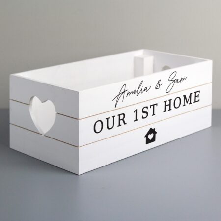 Personalised home white wooden crate
