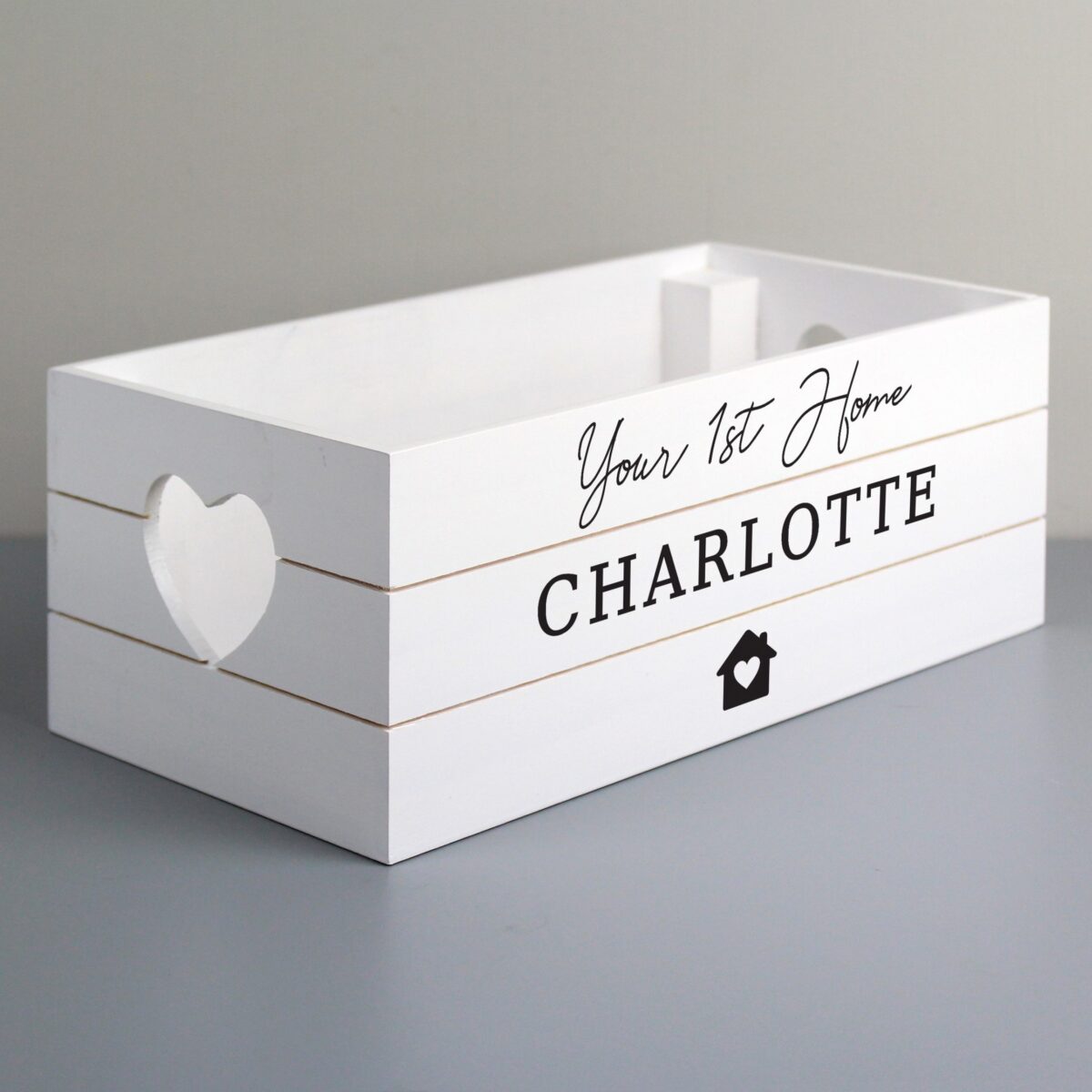 Personalised home white wooden crate