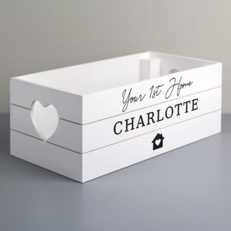 Personalised home white wooden crate