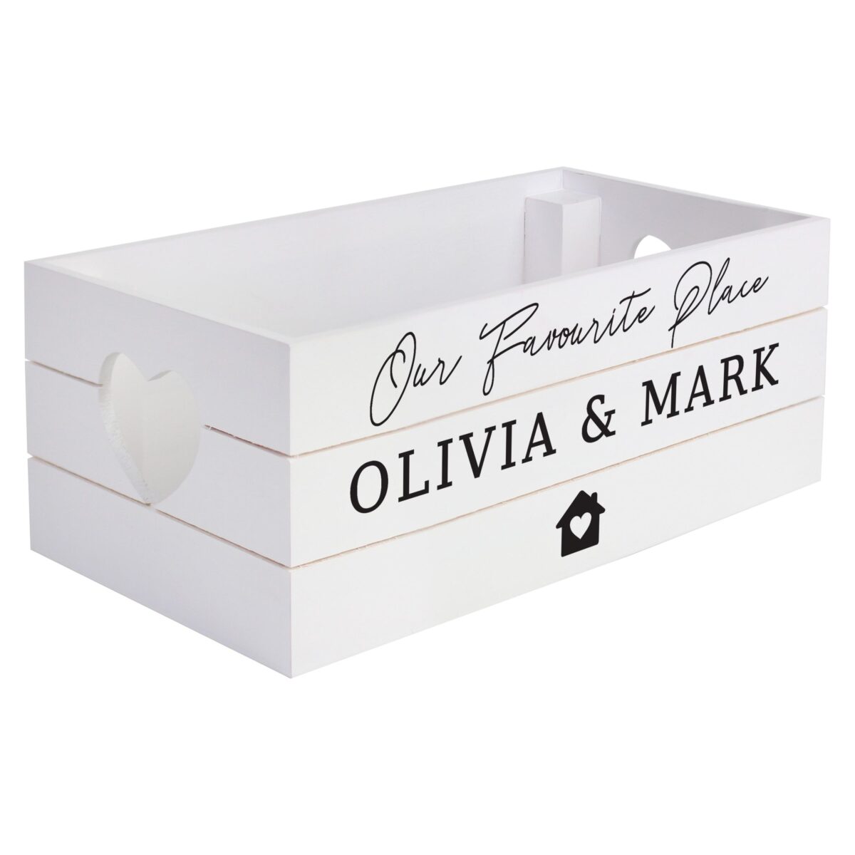 Personalised home white wooden crate