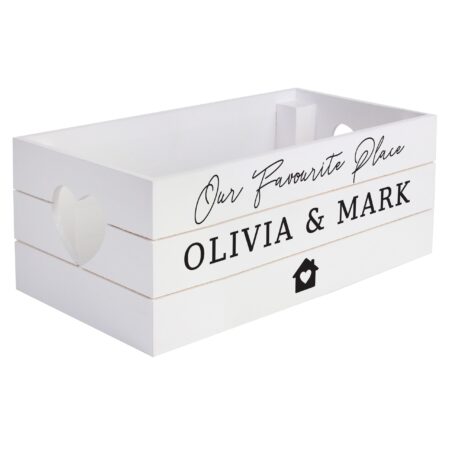 Personalised home white wooden crate