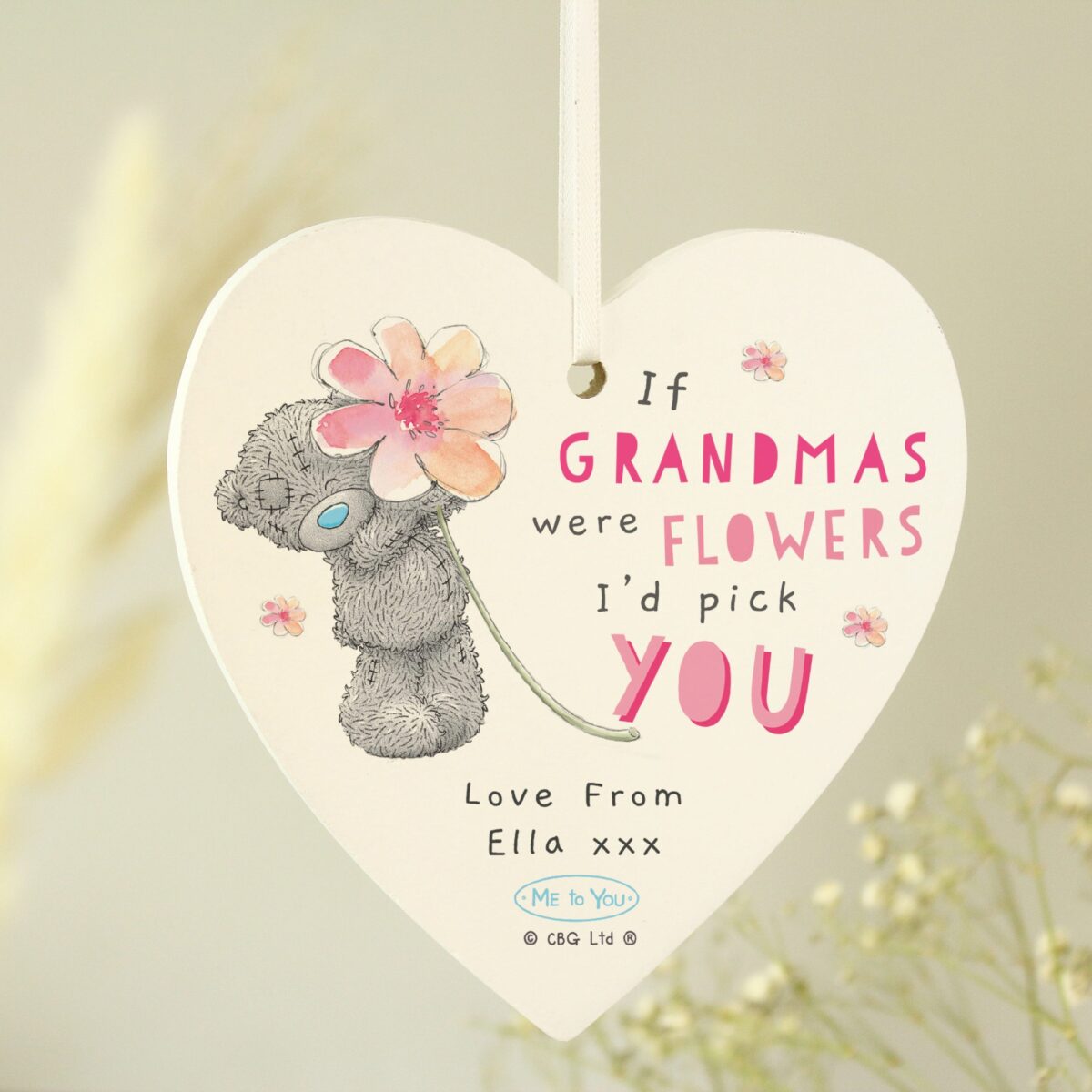 Personalised Me To You If... Were Flowers Wooden Heart Decoration: 3 - Decorations