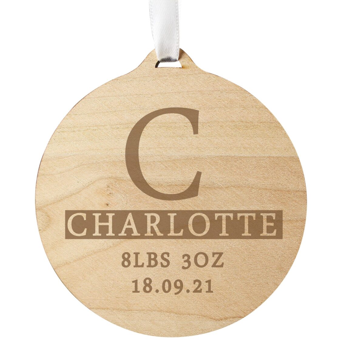 Personalised Initial Round Wooden Decoration: 4 - Decorations By Gift Moments