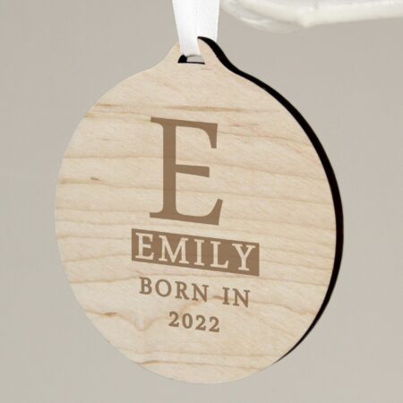 Personalised Initial Round Wooden Decoration: 3 - Decorations By Gift Moments