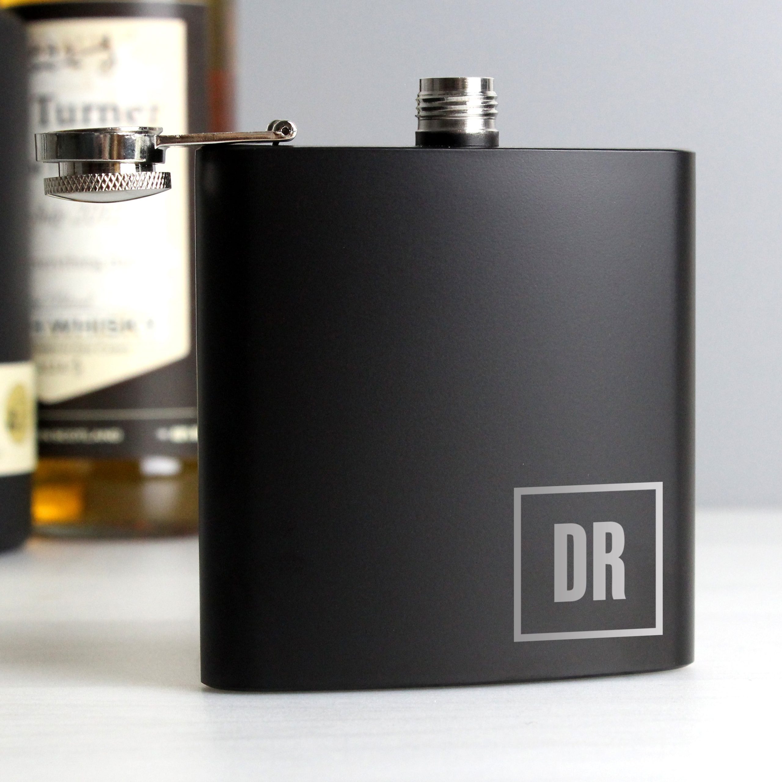 Personalised Initials Black Hip Flask: 1 - Hip Flasks By Gift Moments
