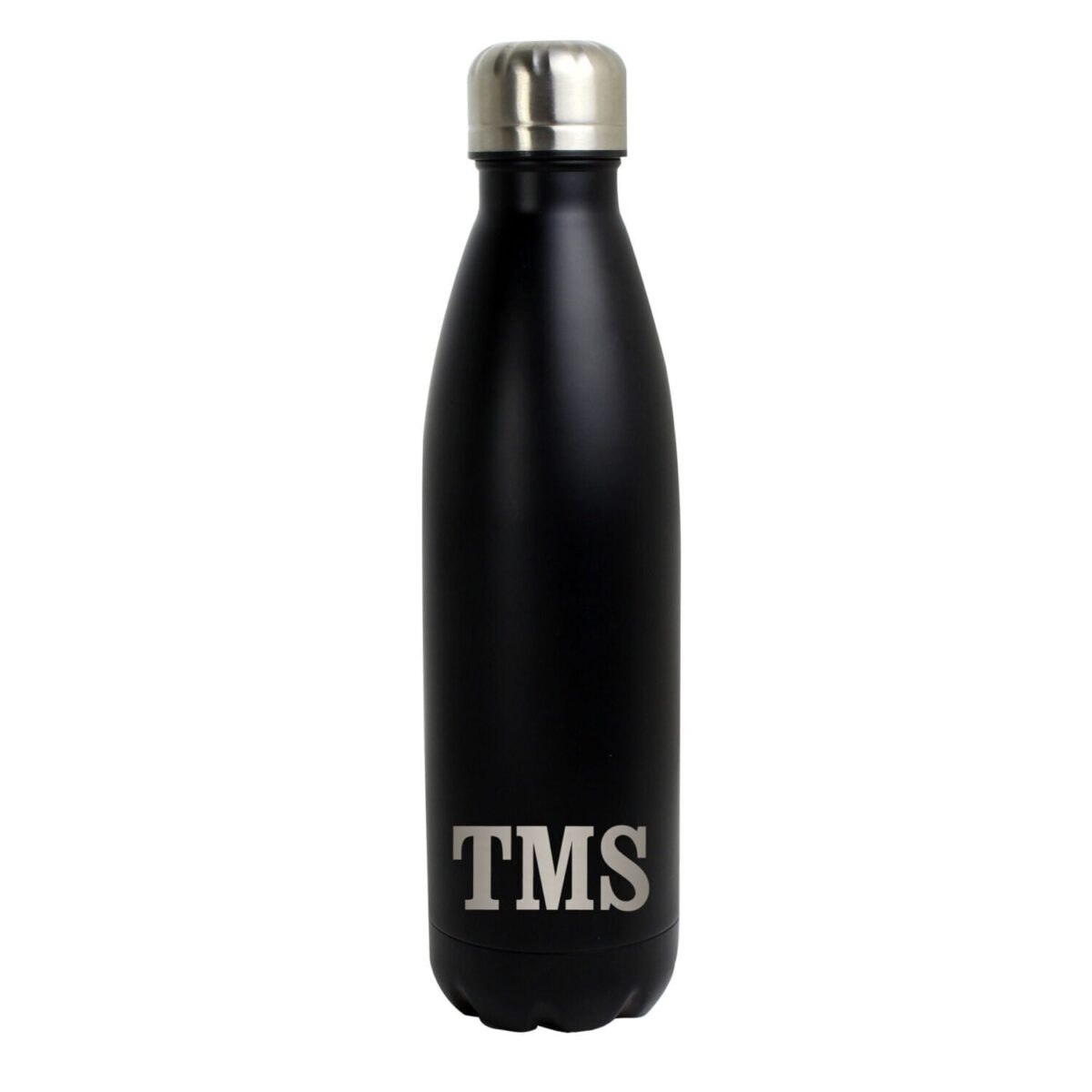Personalised Initials Black Metal Insulated Drinks Bottle: 5 - Water Bottles By Gift Moments